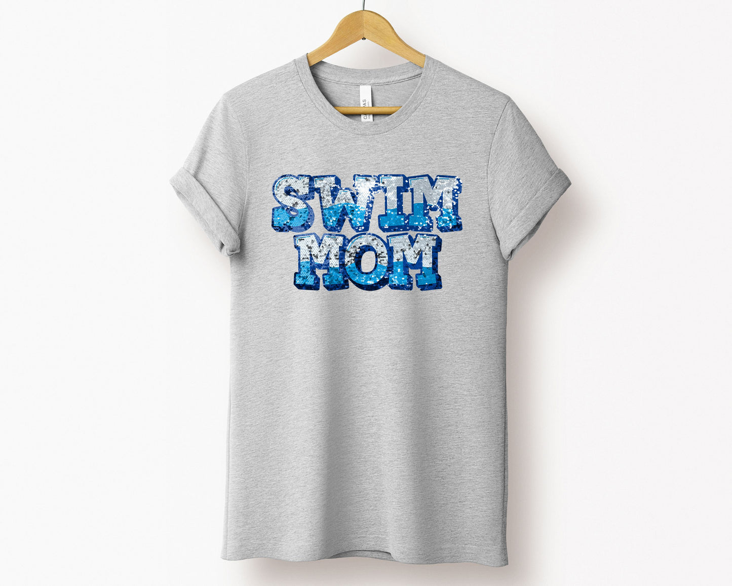 Swim Mom T-Shirt, Sequin texture Effect T-shirt