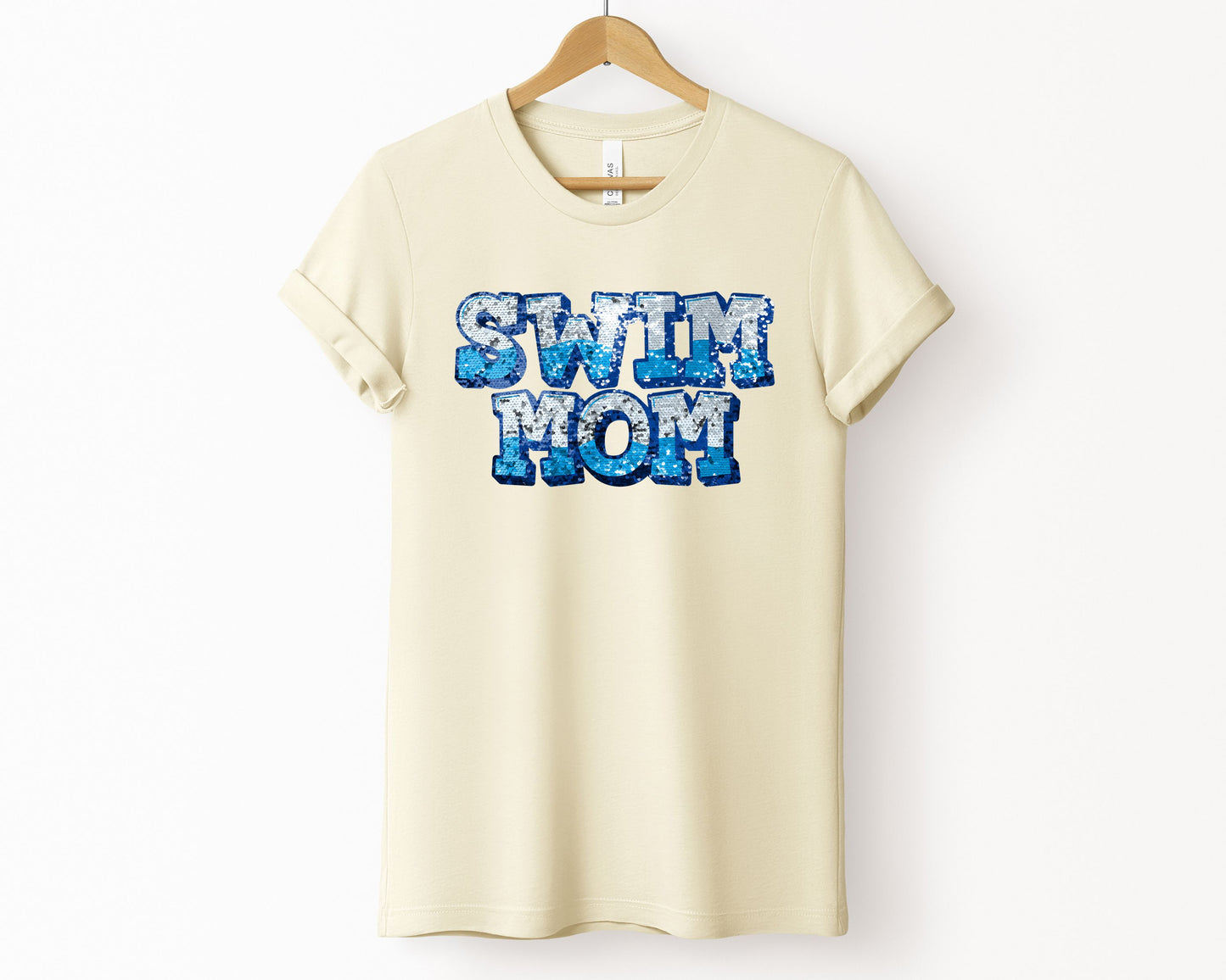 Swim Mom T-Shirt, Sequin texture Effect T-shirt