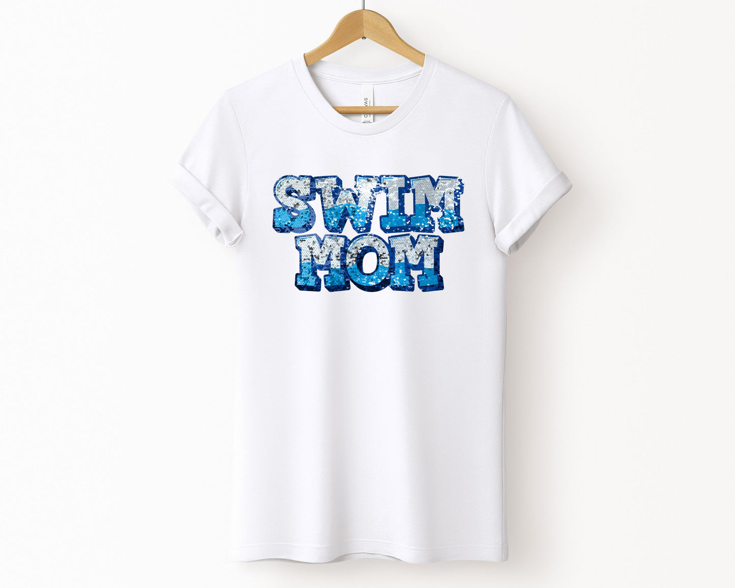 Swim Mom T-Shirt, Sequin texture Effect T-shirt