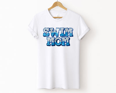 Swim Mom T-Shirt, Sequin texture Effect T-shirt