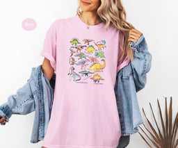 Dinosaur T-shirt, Comfort Color T-Shirt, Dinosaur Shirt, Dinosaur Print Shirt, Paleontology Shirt Dino Shirt Velociraptor Shirt Trex Shirt Aesthetic Dinosaur Gift