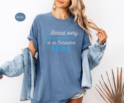 Behind every Swimmer is a Exhausted Mom T-shirt, Comfort Color T-shirt, Swimmer T-shirt, Swim Team T-shirt