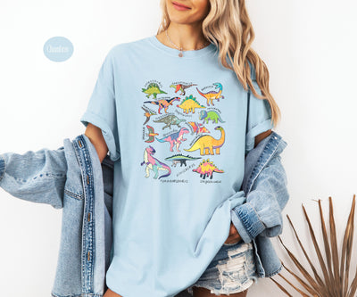 Dinosaur T-shirt, Comfort Color T-Shirt, Dinosaur Shirt, Dinosaur Print Shirt, Paleontology Shirt Dino Shirt Velociraptor Shirt Trex Shirt Aesthetic Dinosaur Gift