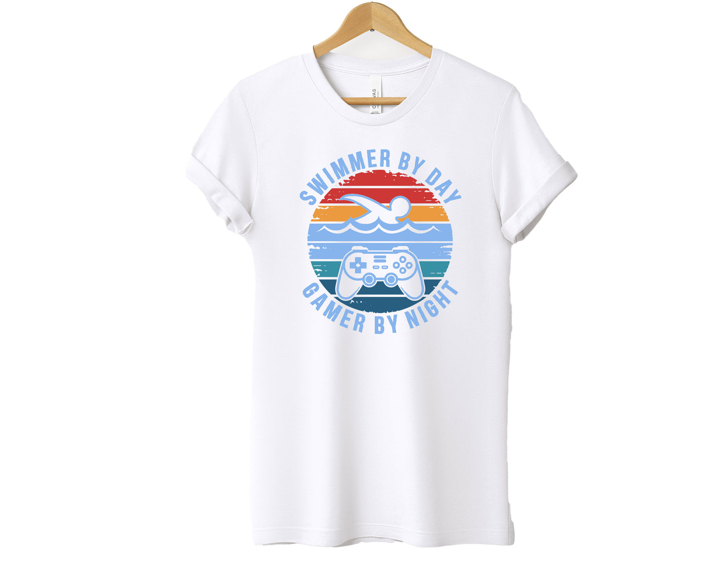 Swimmer at Day, Gamer at Night T-Shirt