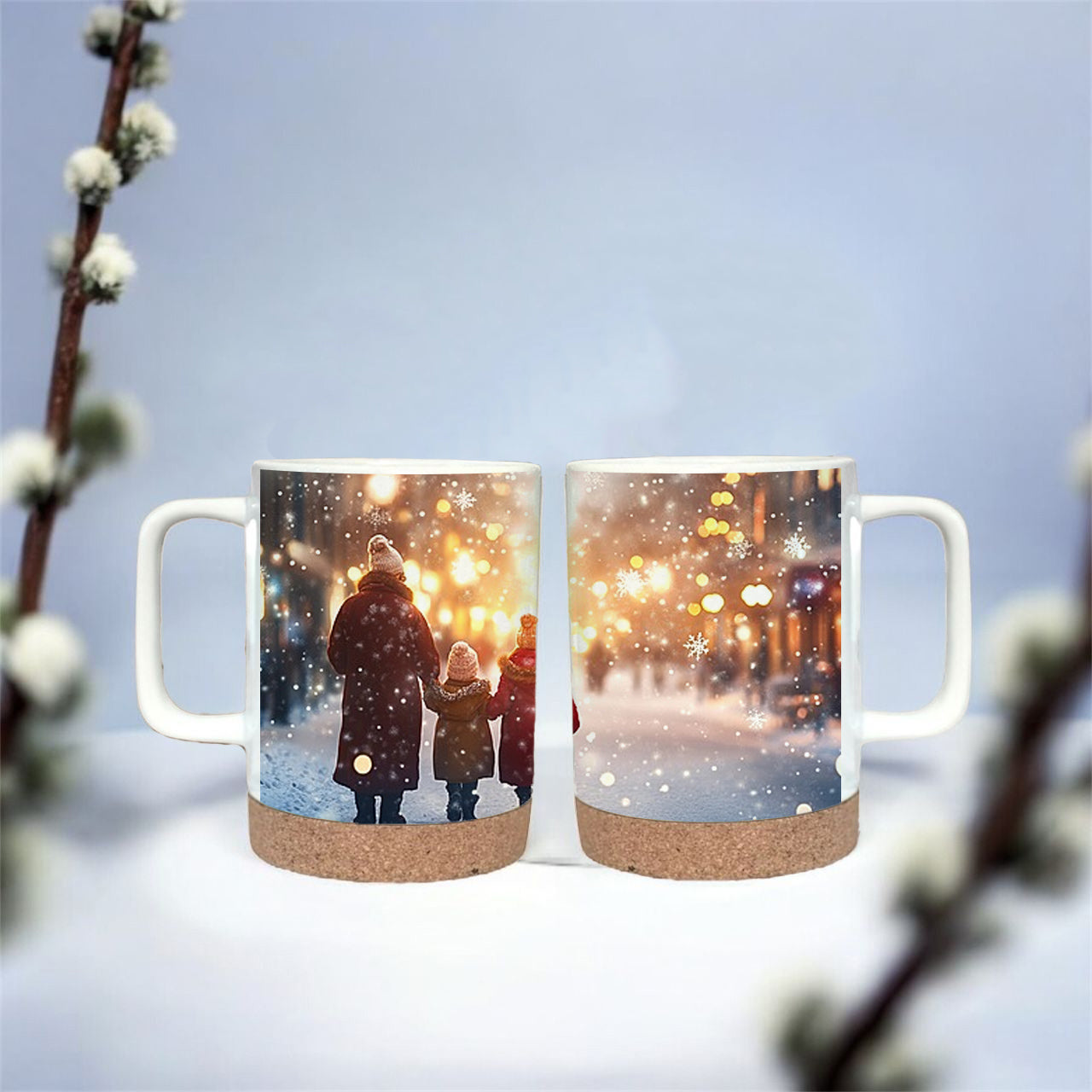 Custom Travel Mug with Cork & Lid • Personalized Coffee Mug • Christmas Gift for Him or Her • Custom Name Mug • Holiday Gift Idea