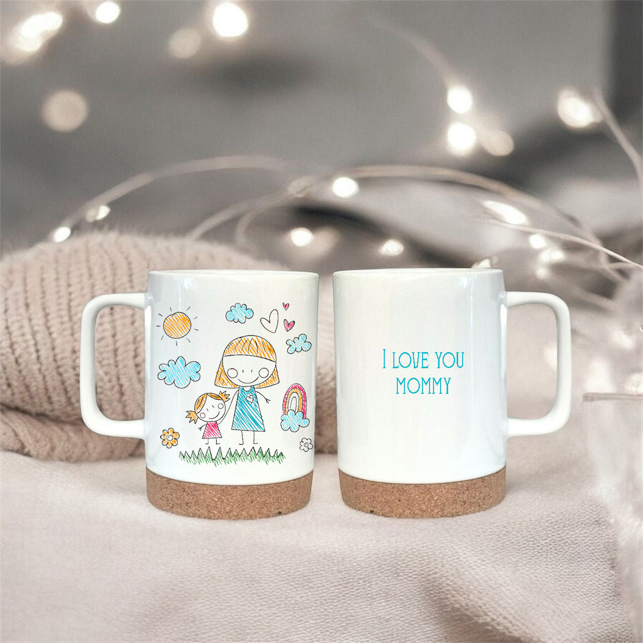 Custom Travel Mug with Cork & Lid • Personalized Coffee Mug • Christmas Gift for Him or Her • Custom Name Mug • Holiday Gift Idea